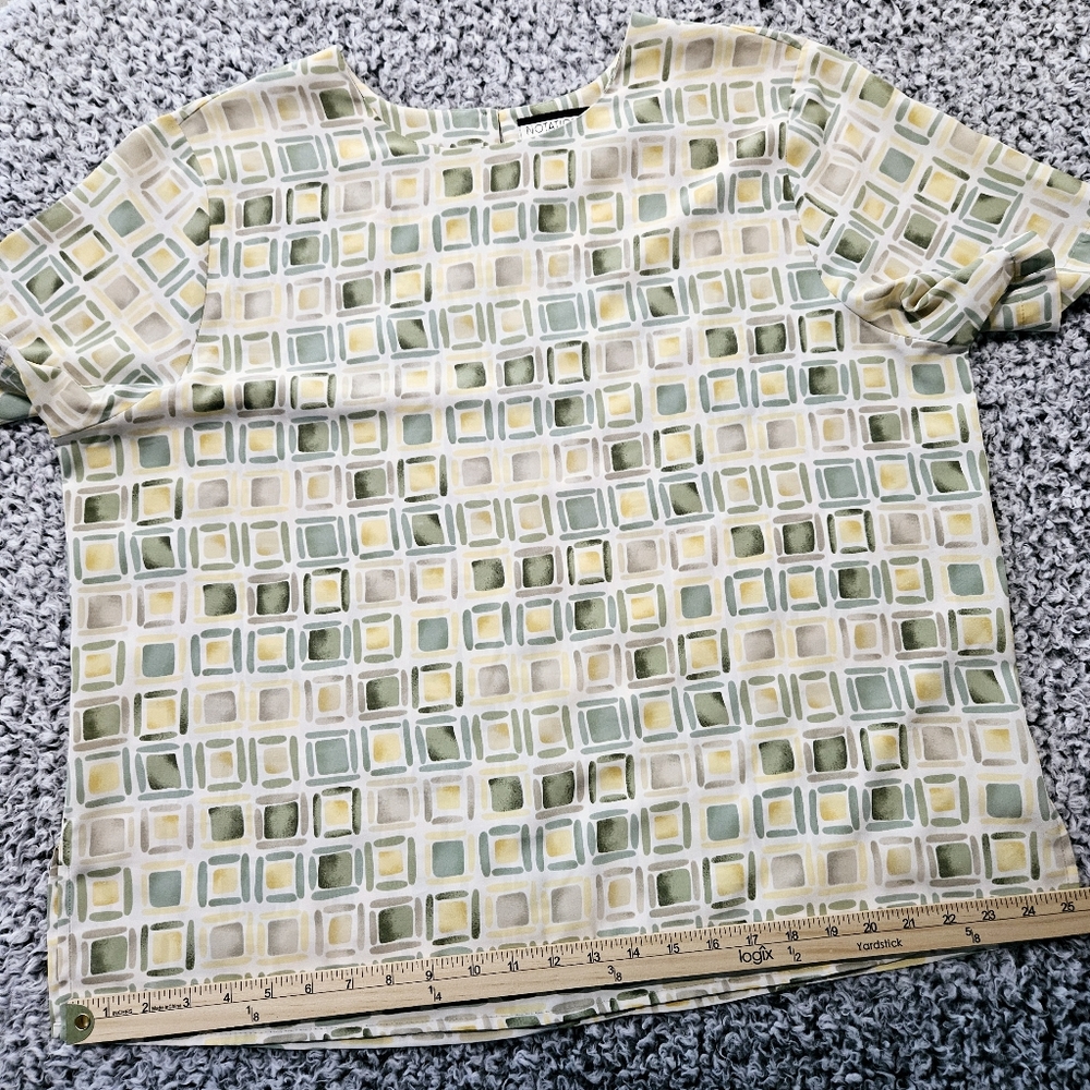 Notations Geometric Print Top 18W 2XL Short Sleeve Blouse Office Casual VTG - Picture 10 of 15